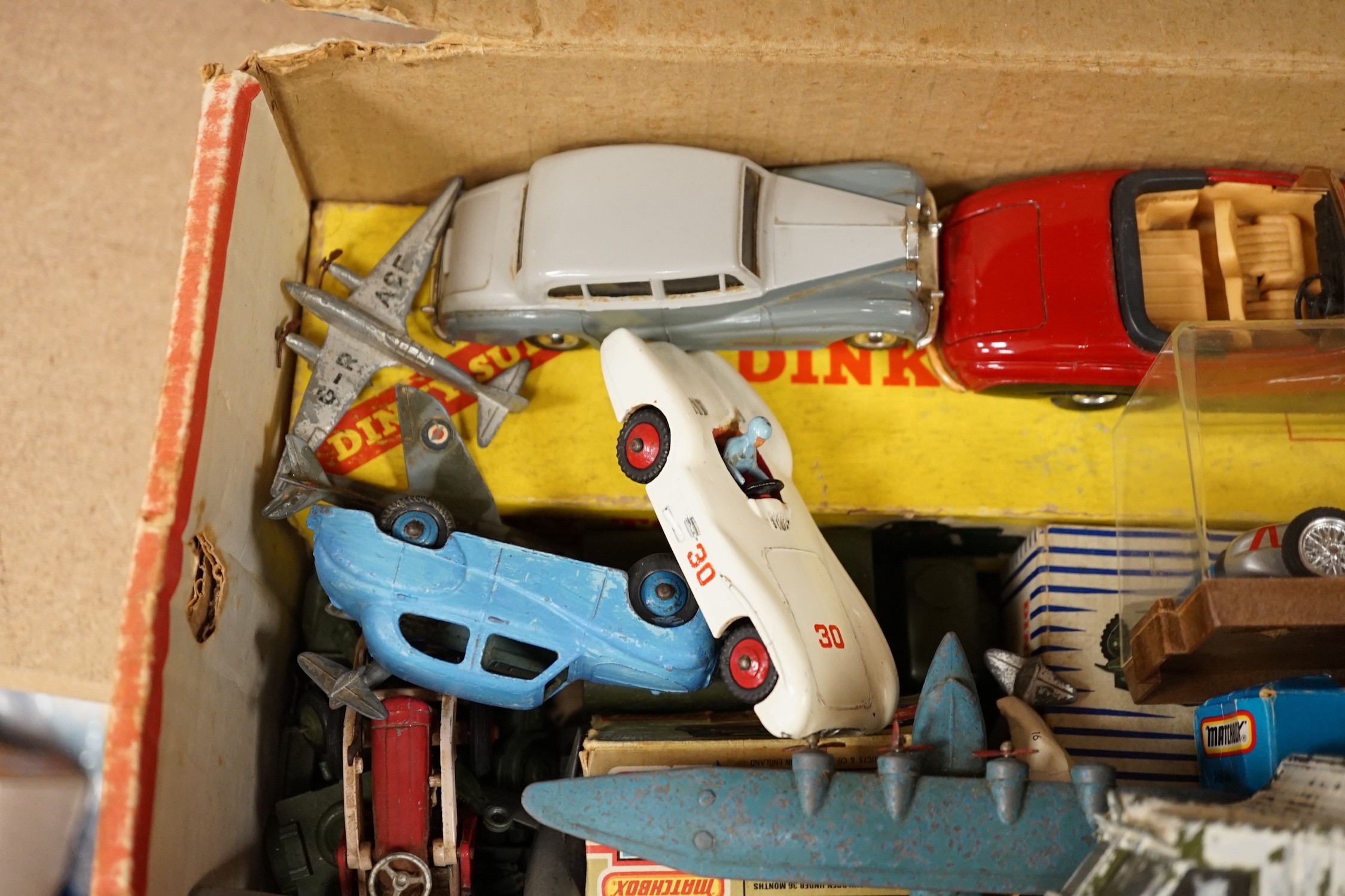 Mixed Dinky, Corgi and other boxed and unboxed, toy cars and mixed toy soldiers